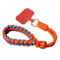 Ručně tkané nastavitelné poutko na telefon - Oranžovo modré