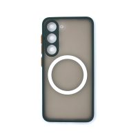 MagSafe silikonový kryt pro Samsung Galaxy S23 - Tmavě zelený