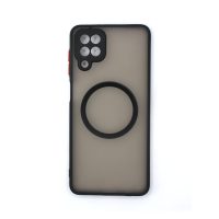 Silikonový kryt s magnetickým kroužkem pro Samsung Galaxy A12 - Černý