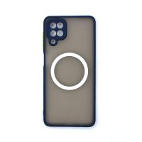 Silikonový kryt s magnetickým kroužkem pro Samsung Galaxy A12 - Modrý
