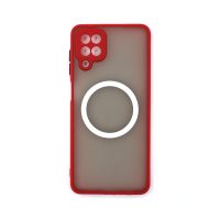Silikonový kryt s magnetickým kroužkem pro Samsung Galaxy A12 - Červený