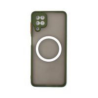 Silikonový kryt s magnetickým kroužkem pro Samsung Galaxy A12 - Zelený