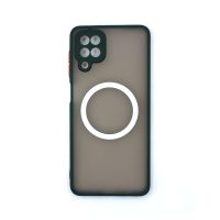 Silikonový kryt s magnetickým kroužkem pro Samsung Galaxy A12 - Tmavě zelený