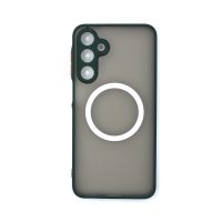 Silikonový kryt s magnetickým kroužkem pro Samsung Galaxy A15 - Tmavě zelený