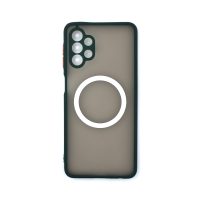 Silikonový kryt s magnetickým kroužkem pro Samsung Galaxy A32 5G - Tmavě zelený