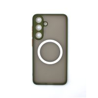 MagSafe silikonový kryt pro Samsung Galaxy S25 - Zelený