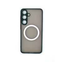 MagSafe silikonový kryt pro Samsung Galaxy S25 - Tmavě zelený