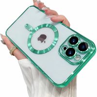 MagSafe silikonový kryt pro iPhone 16 Pro - Zelený, metalický