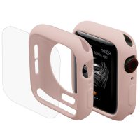 ENKAY Kryt + sklo pro Apple Watch 44mm - Růžová