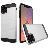 Odolný kryt na iPhone 11 Pro Max - Stříbrná broušená textura