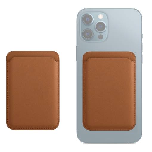 Foto - MagSafe peněženka kožená na iPhone - hnědá
