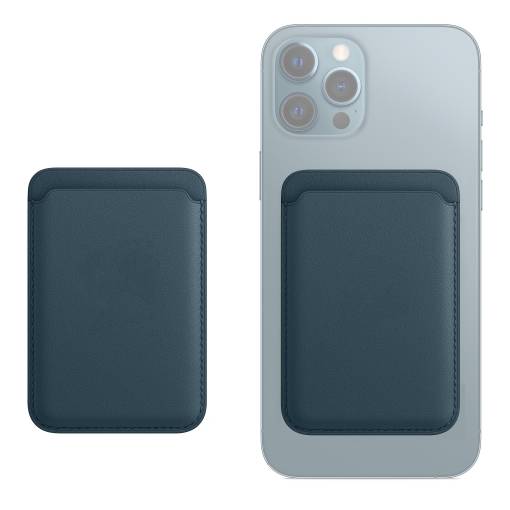 Foto - MagSafe peněženka kožená na iPhone - modrá