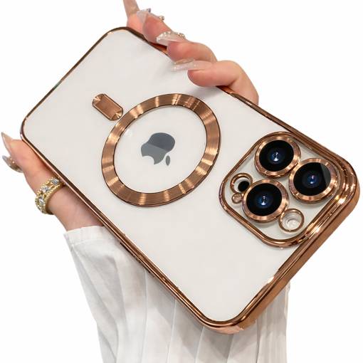 Foto - MagSafe silikonový kryt pro iPhone 12 - Měděný, metalický