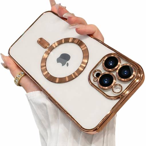 Foto - MagSafe silikonový kryt pro iPhone 13 - Měděný, metalický