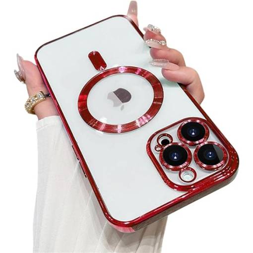 Foto - MagSafe silikonový kryt pro iPhone 17 - Červený, metalický