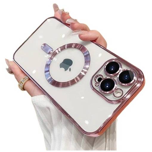 Foto - MagSafe silikonový kryt pro iPhone 14 - Růžový, metalický