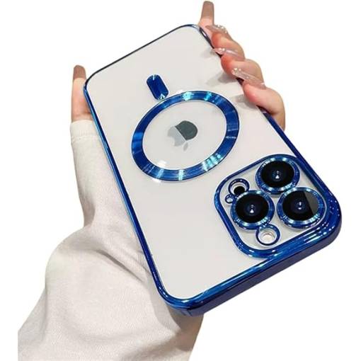 Foto - MagSafe silikonový kryt pro iPhone 17 Pro - Modrý, metalický