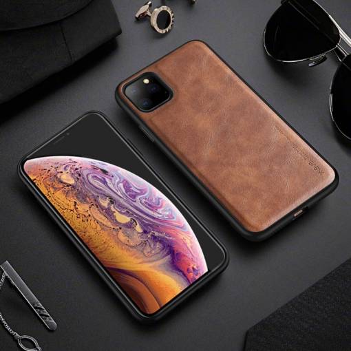 Foto - Kryt X-Level z umělé kůže na iPhone 11 Pro - Hnědá