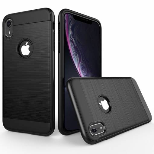 Foto - Odolný kryt na iPhone XR - Černá broušená textura