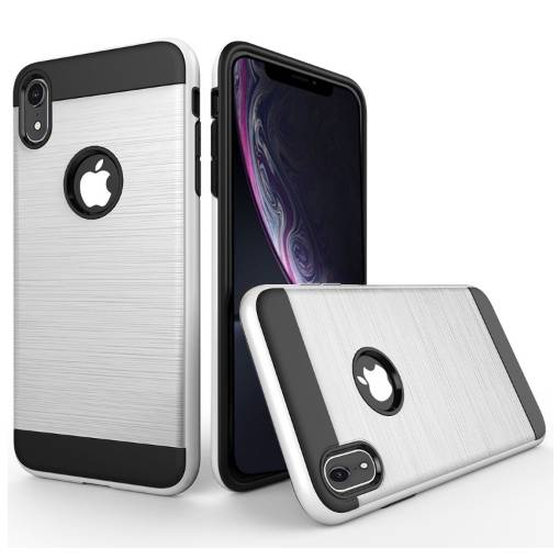 Foto - Odolný kryt na iPhone XR - Bílá broušená textura