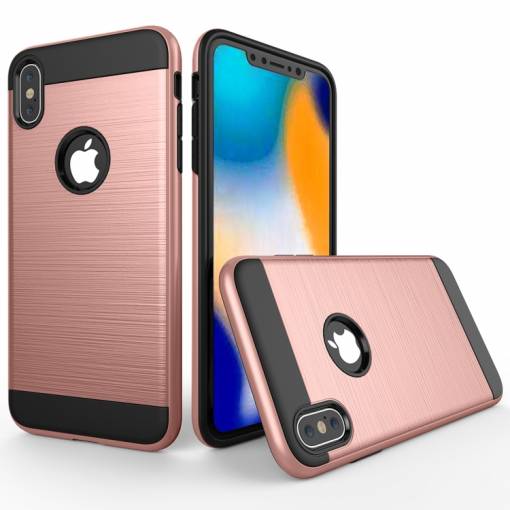Foto - Odolný kryt na iPhone XS Max - Růžová broušená textura