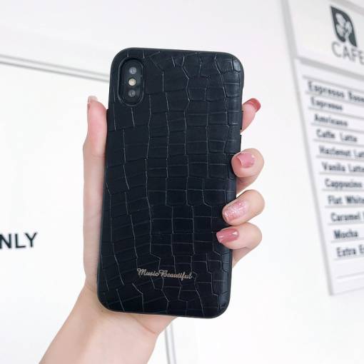 Foto - Kryt s umělou krokodýlí kůží na iPhone 6 Plus/ 6S Plus - Černá