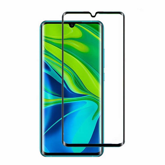Ochranné sklo pro Xiaomi Mi Note 10, 10 Pro a 10 Lite - Černé, zaoblené